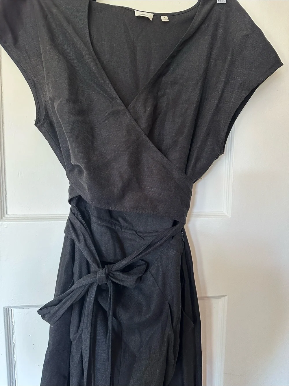 Aritzia Wilfred Brax Wide-Leg Black Wrap Jumpsuit